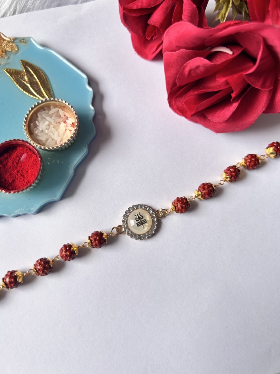 Designer rudraksh rakhi | shiva rakhi