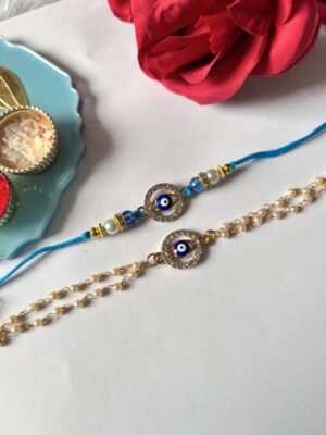Evil Eye diamond couple rakhi | designer couple rakhi