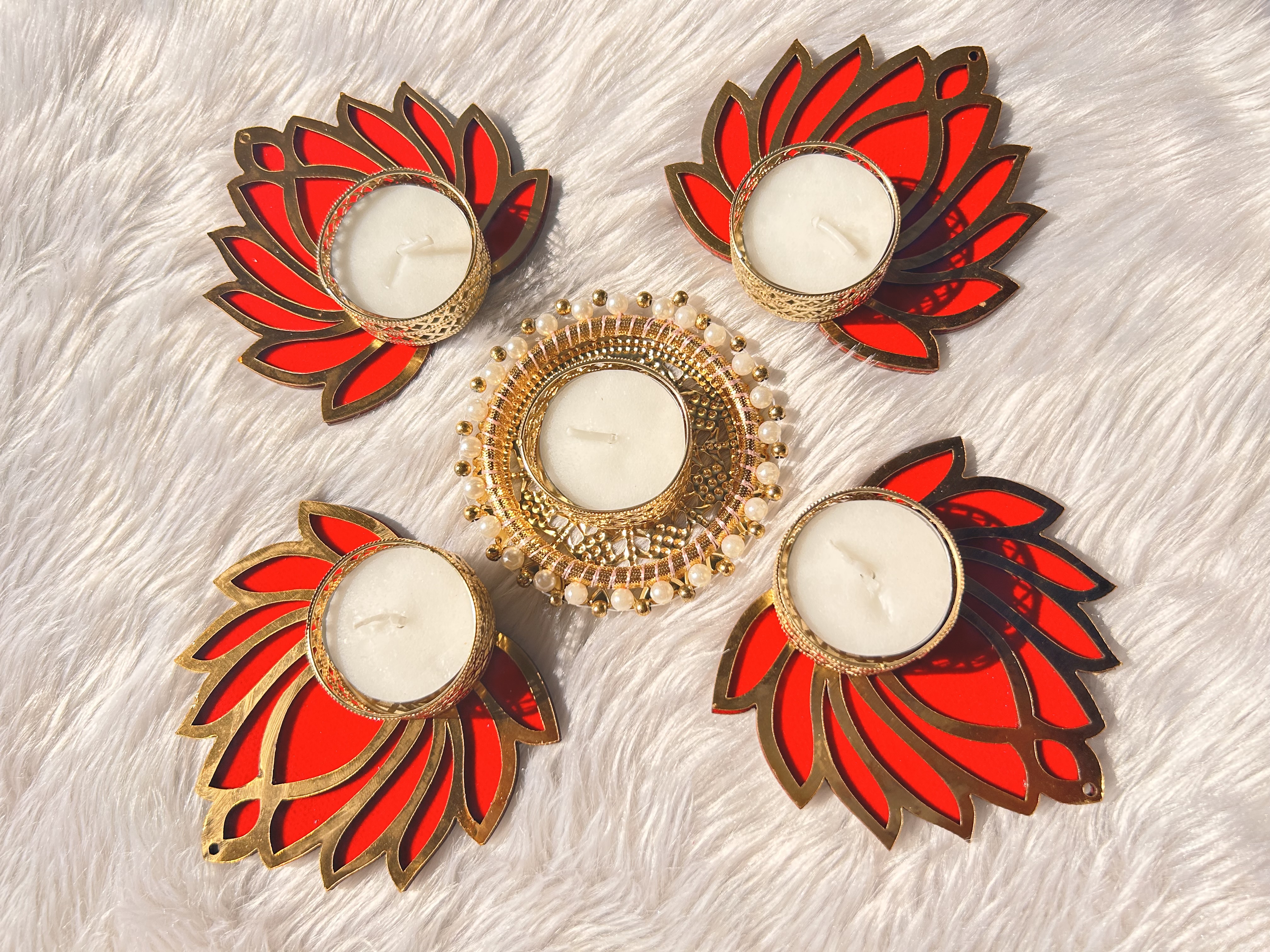 lotus tea light candle holder (set of 5) - Image 2