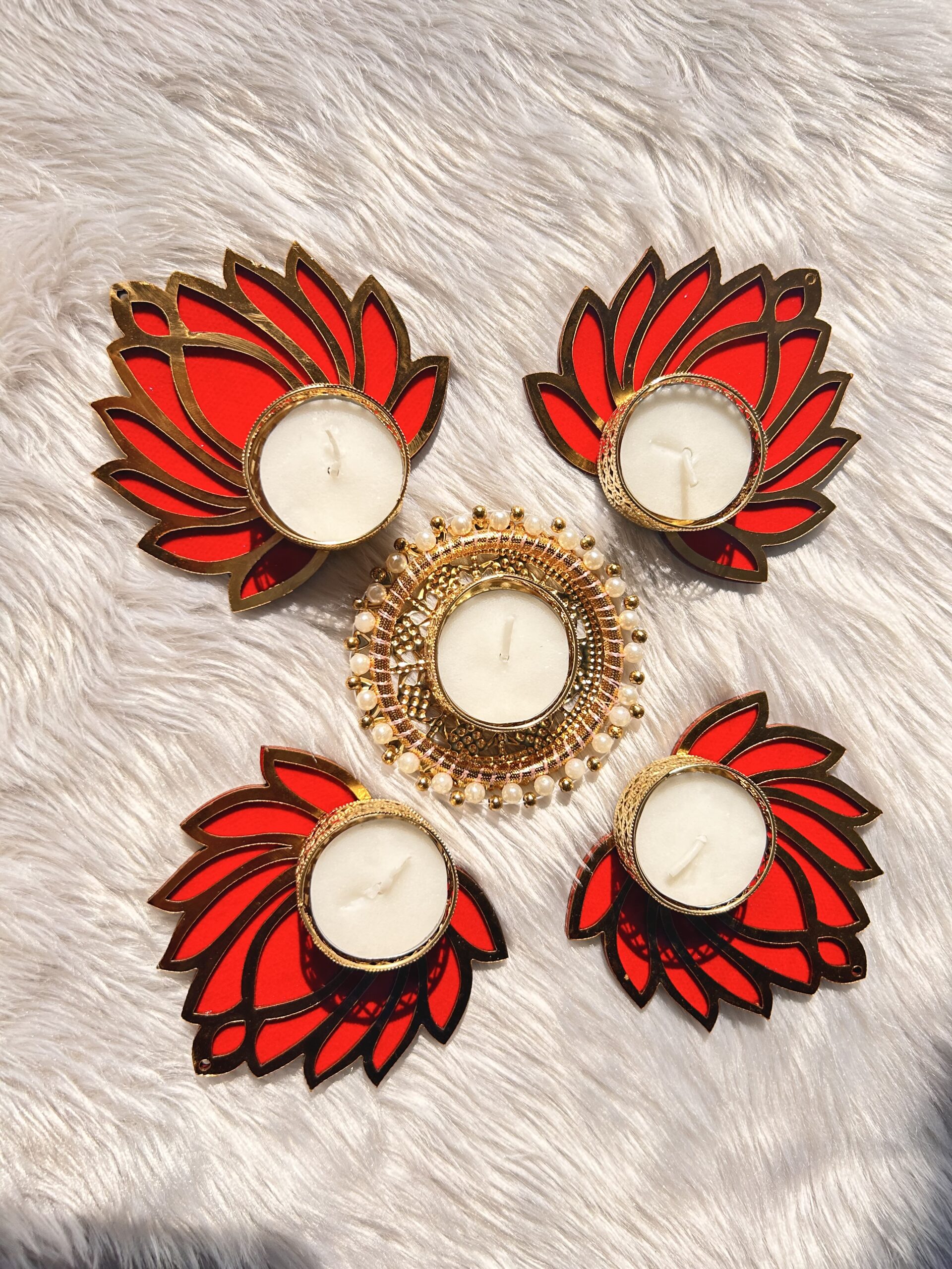 lotus tea light candle holder (set of 5)