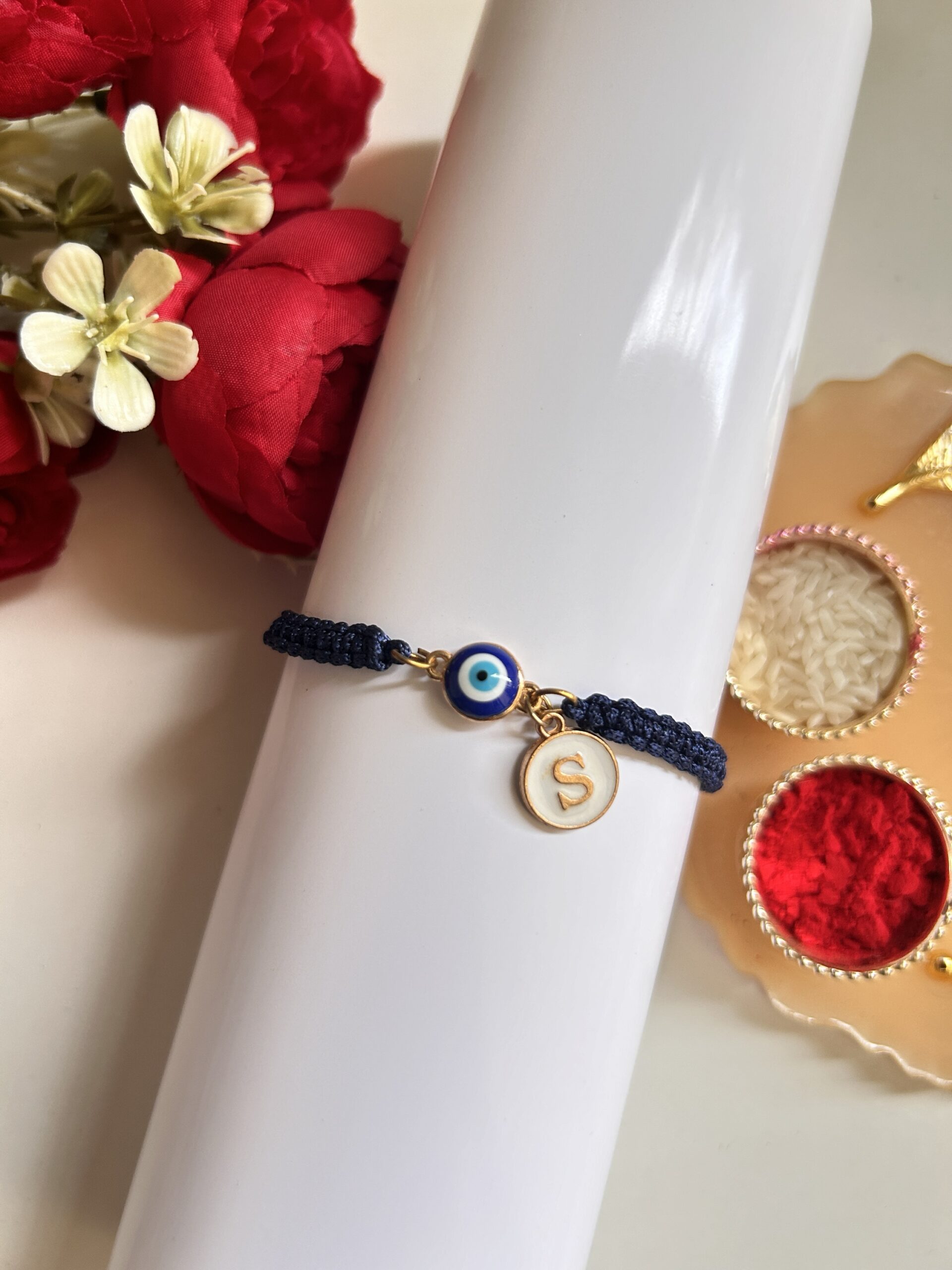 Customized Evil eye initial rakhi💙🧿