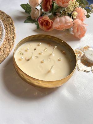 brass hammered soy wax urli candle (scented)
