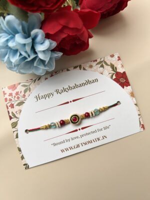 Red and green stone rakhi design ❤️
