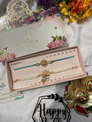 Premium diamond couple rakhi set