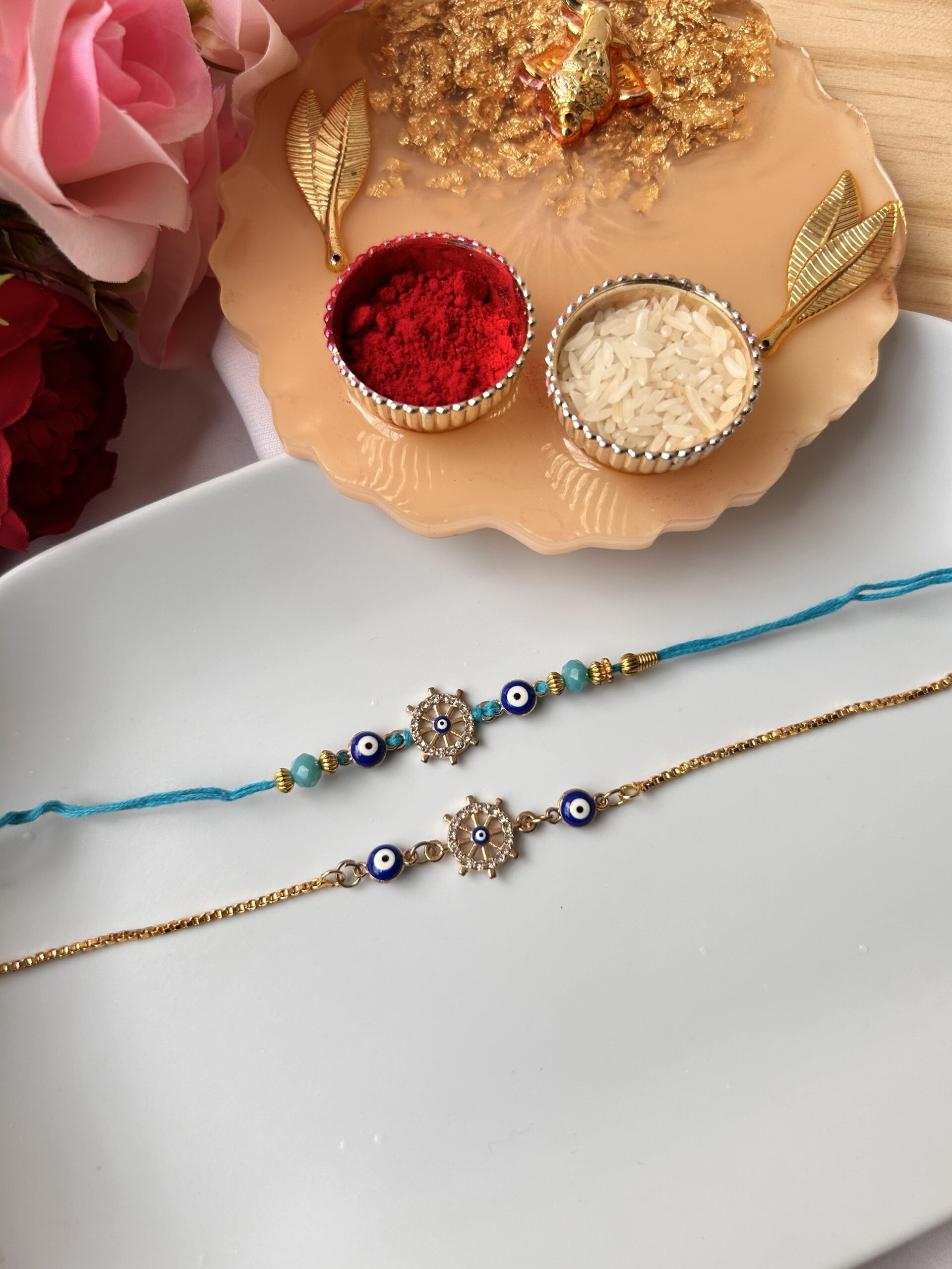Premium chakra Evil eye couple rakhi set - Image 3