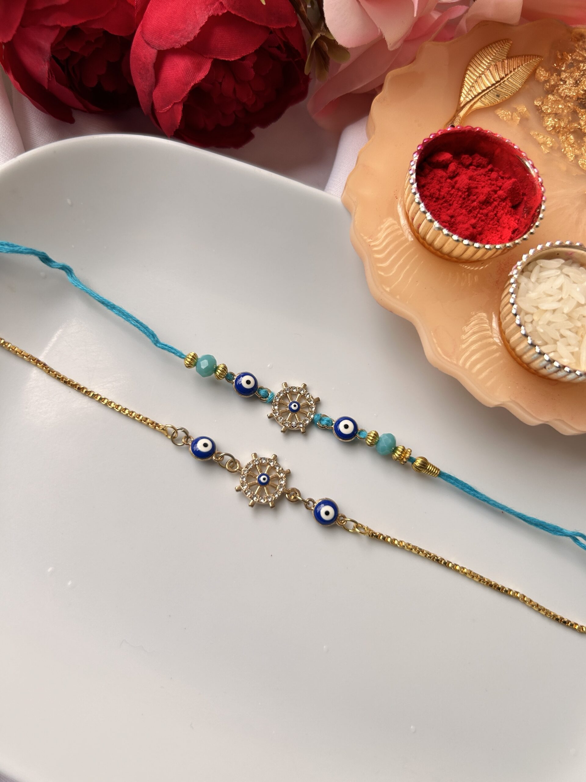 Premium chakra Evil eye couple rakhi set - Image 2