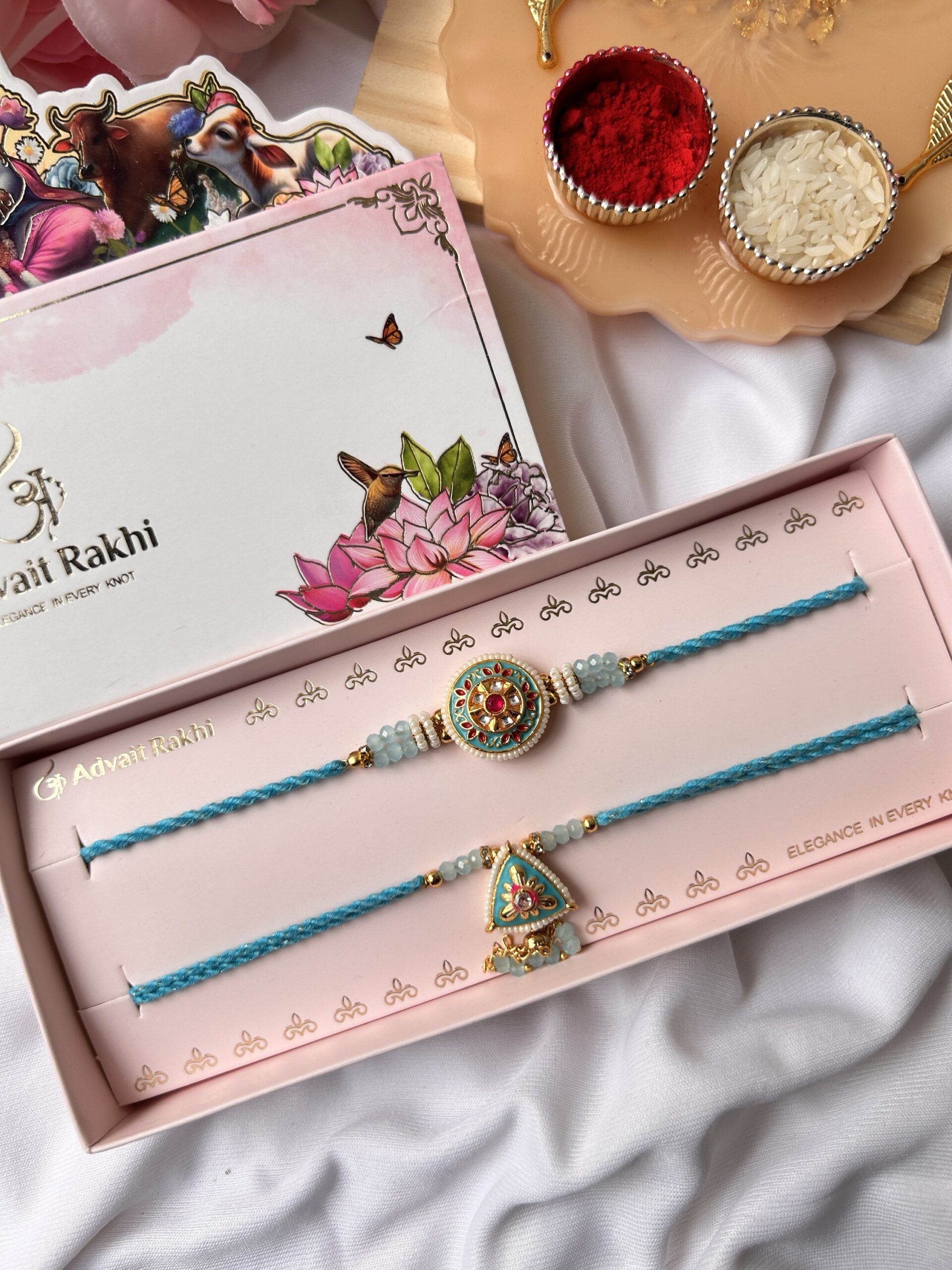 Premium Traditional couple rakhi set - Image 3