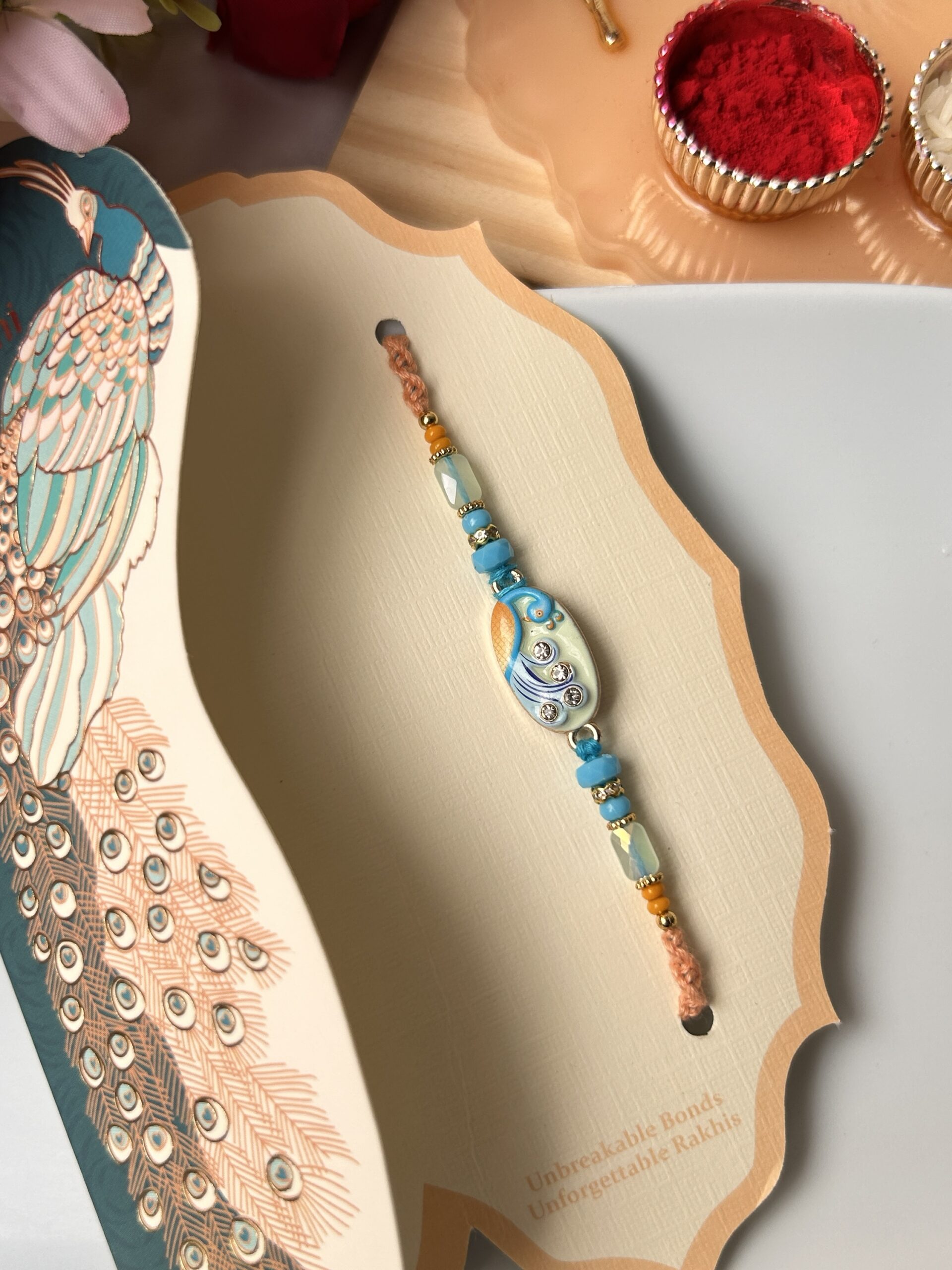 Peacock motif bhai rakhi - Image 2
