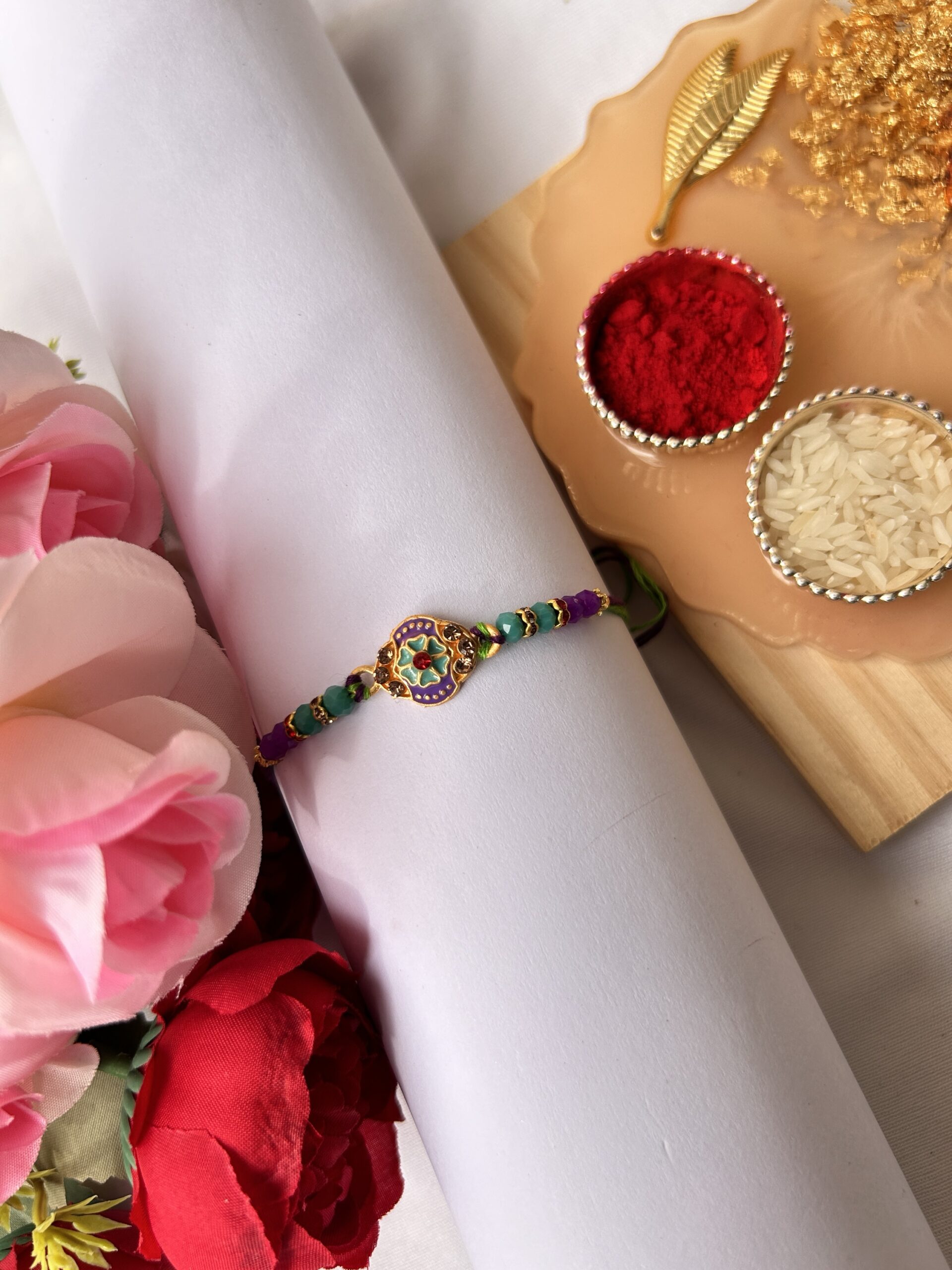 Floral meenakari bhai rakhi