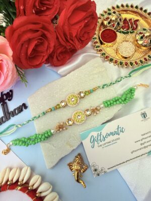 green traditional couple Rakhi’s l handmade couple Rakhi