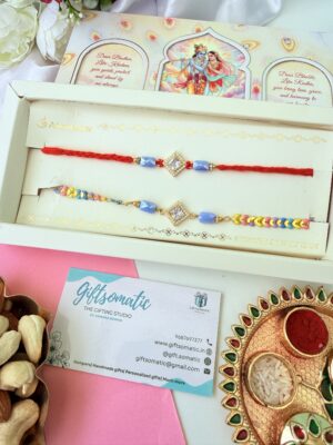 Diamond bracelet premium AD couple rakhi set | couple Rakhi set