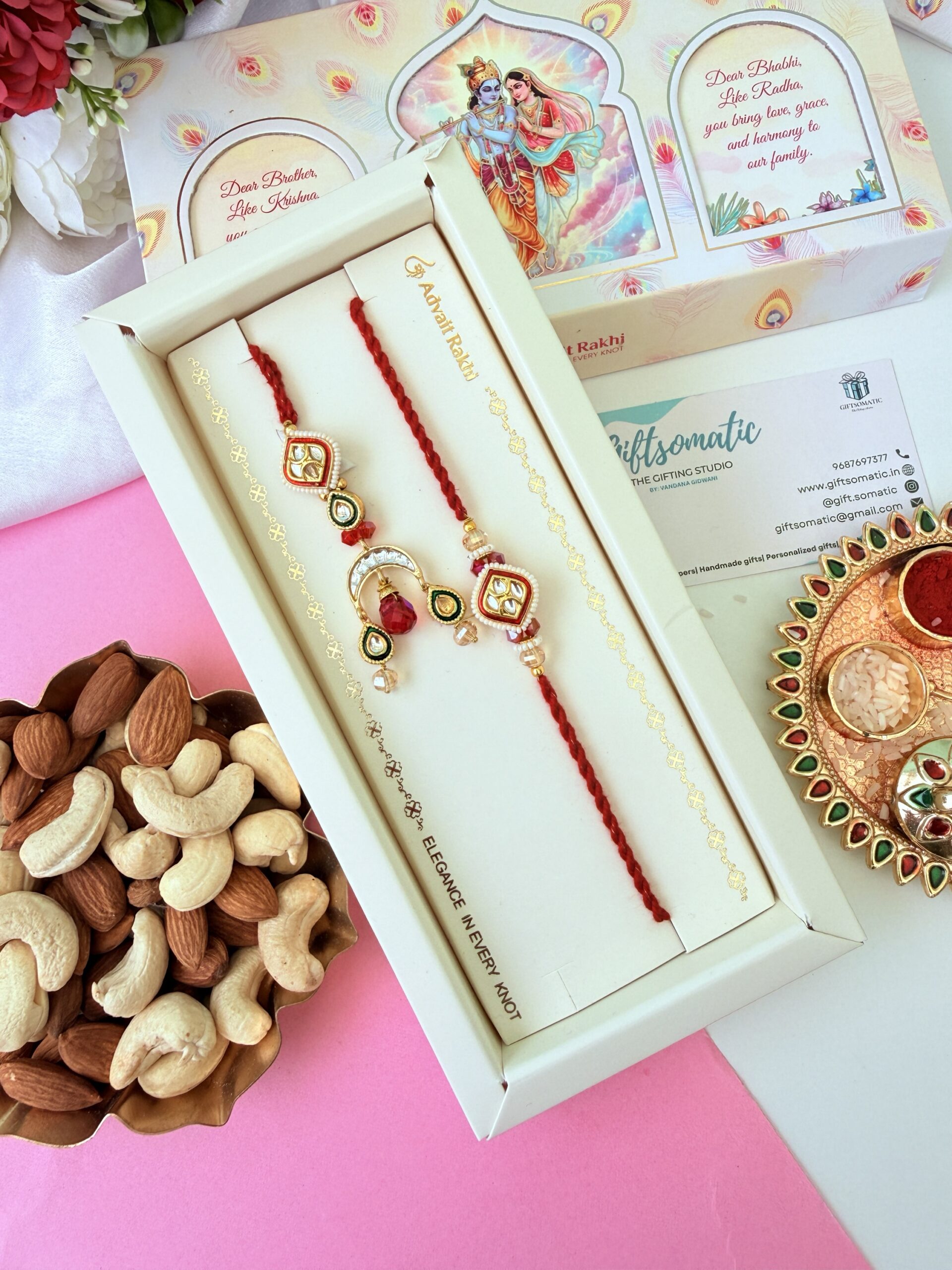 Kundan lumba couple AD rakhi set  | bhaiya bhabhi Rakhi set