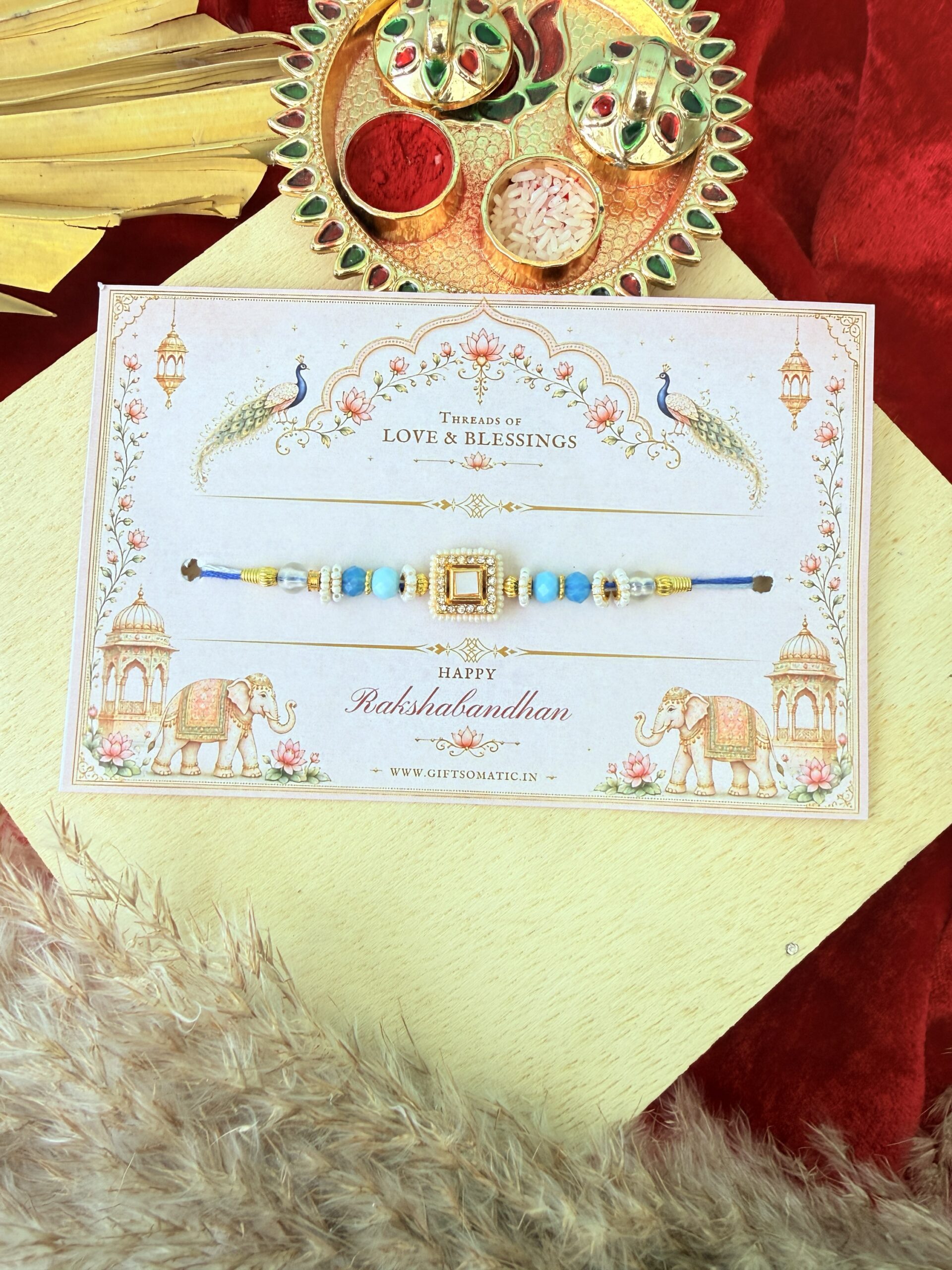 Blue and white Kundan bhai Rakhi |Traditional bhai Rakhi ✨